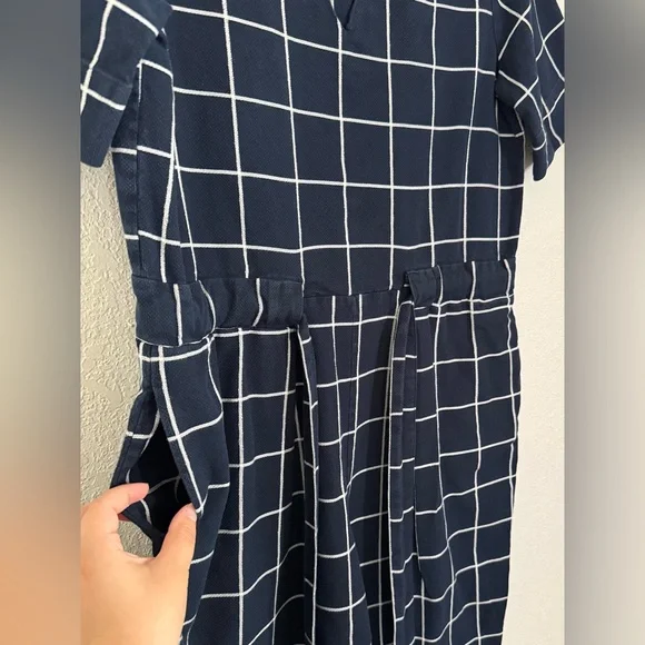 Kowtow Archive Cotton Twill Organic Cotton Cropped Jumpsuit in Blue Check Medium - Picture 5 of 7